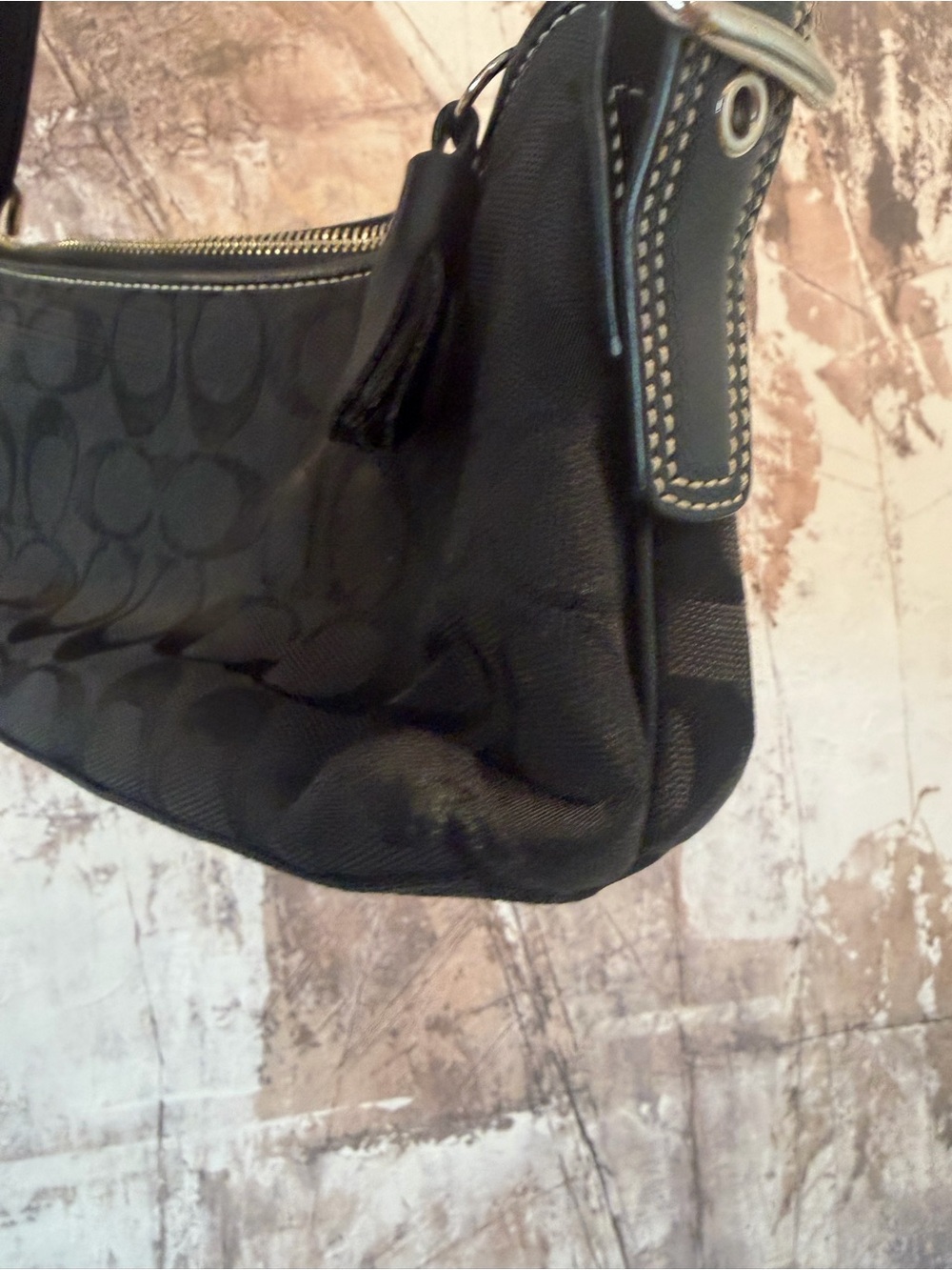 Coach Vintage Hamptons Signature East West Demi Baguette Bag - Black 🖤 - Picture 11 of 13